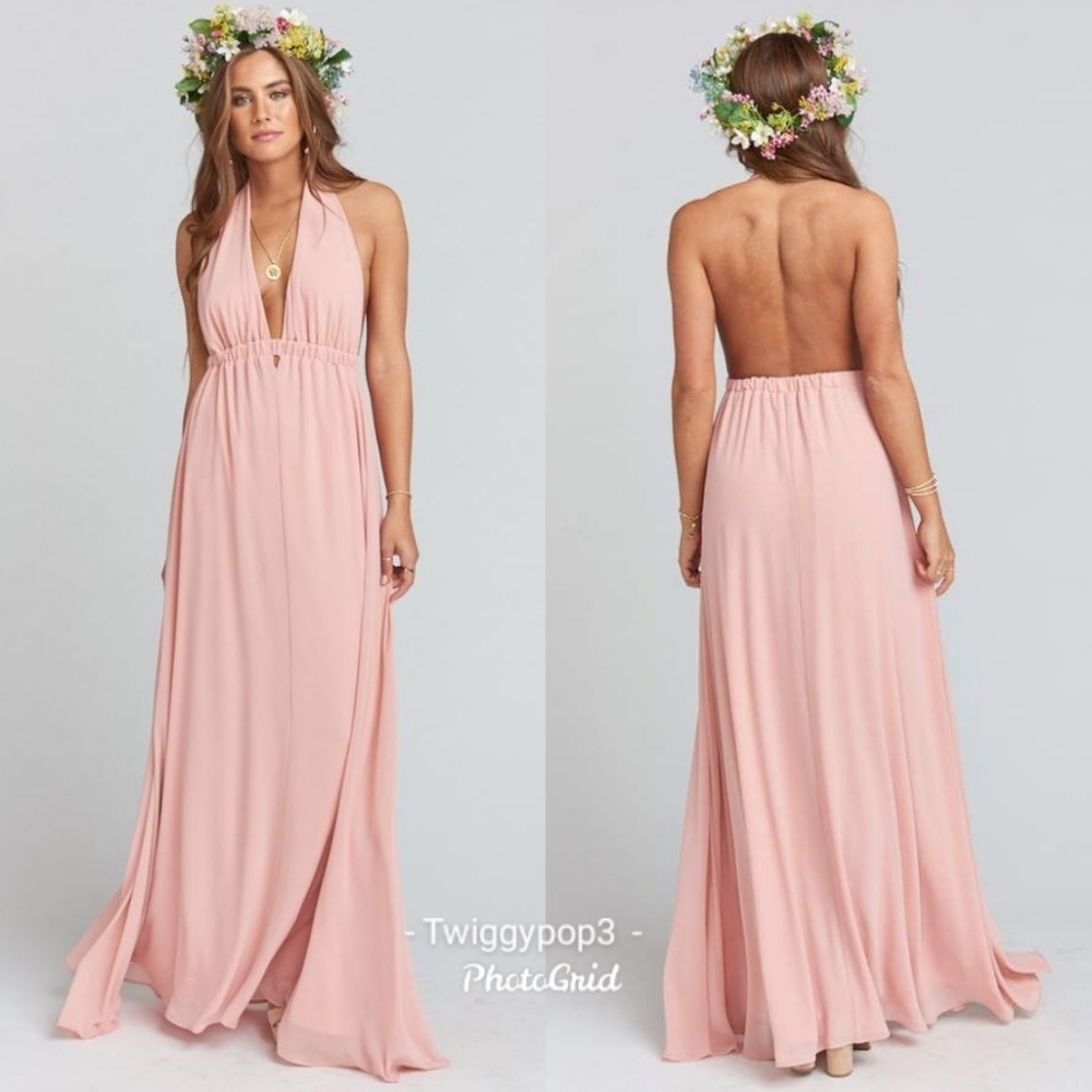 🌿 Show Me Your MuMu Luna Halter Dress Rosebud chiffon